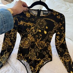 Versace Jeans Collection Black and Gold Bodysuit